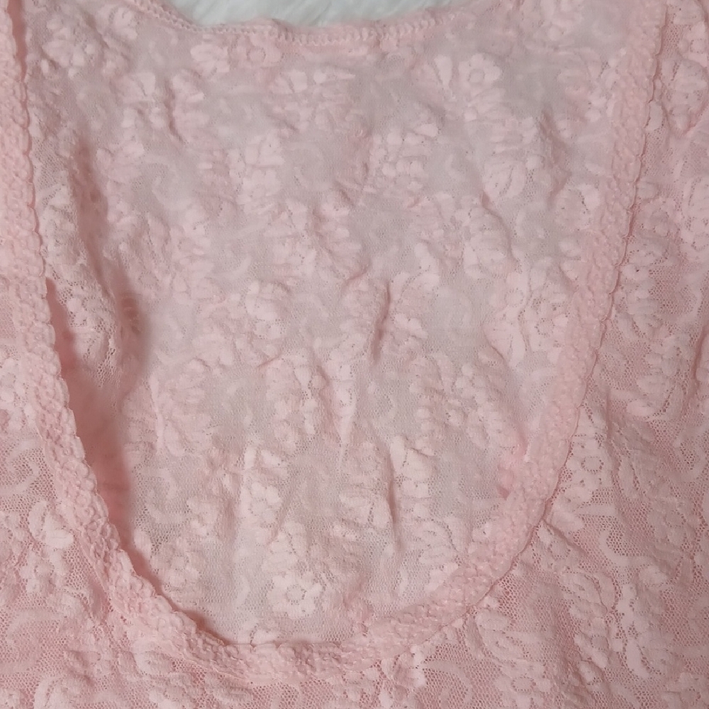 Vintage‎ Pink Floral Lace One Piece Bodysuit Size M Feminine Sheer - Picture 10 of 14